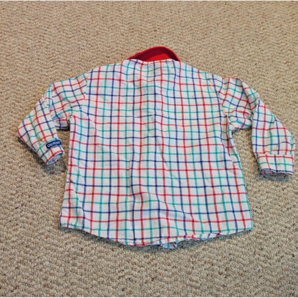 Vintage OshKosh B'Gosh Button Up Shirt 3T Collared Striped USA Cotton